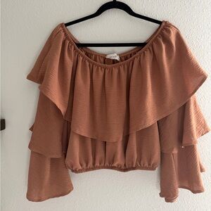 Elegant Brown Off-Shoulder Women's Top
